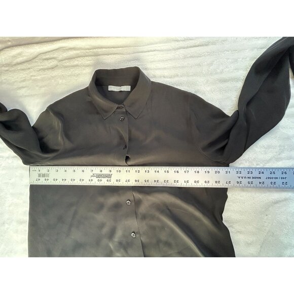 Vince Womens Black Silk Blend Button-Up Long Sleeve Shirt Medium Stretch Casual - Picture 7 of 8